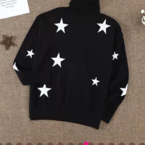 1XL left💥New boutique drop sleeve star turtleneck sweater - Picture 3 of 15